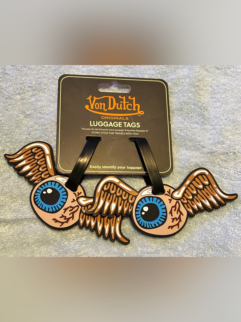 VON DUTCH SET OF (2) “FLYING EYEBALL” LUGGAGE TAGS (NWT)